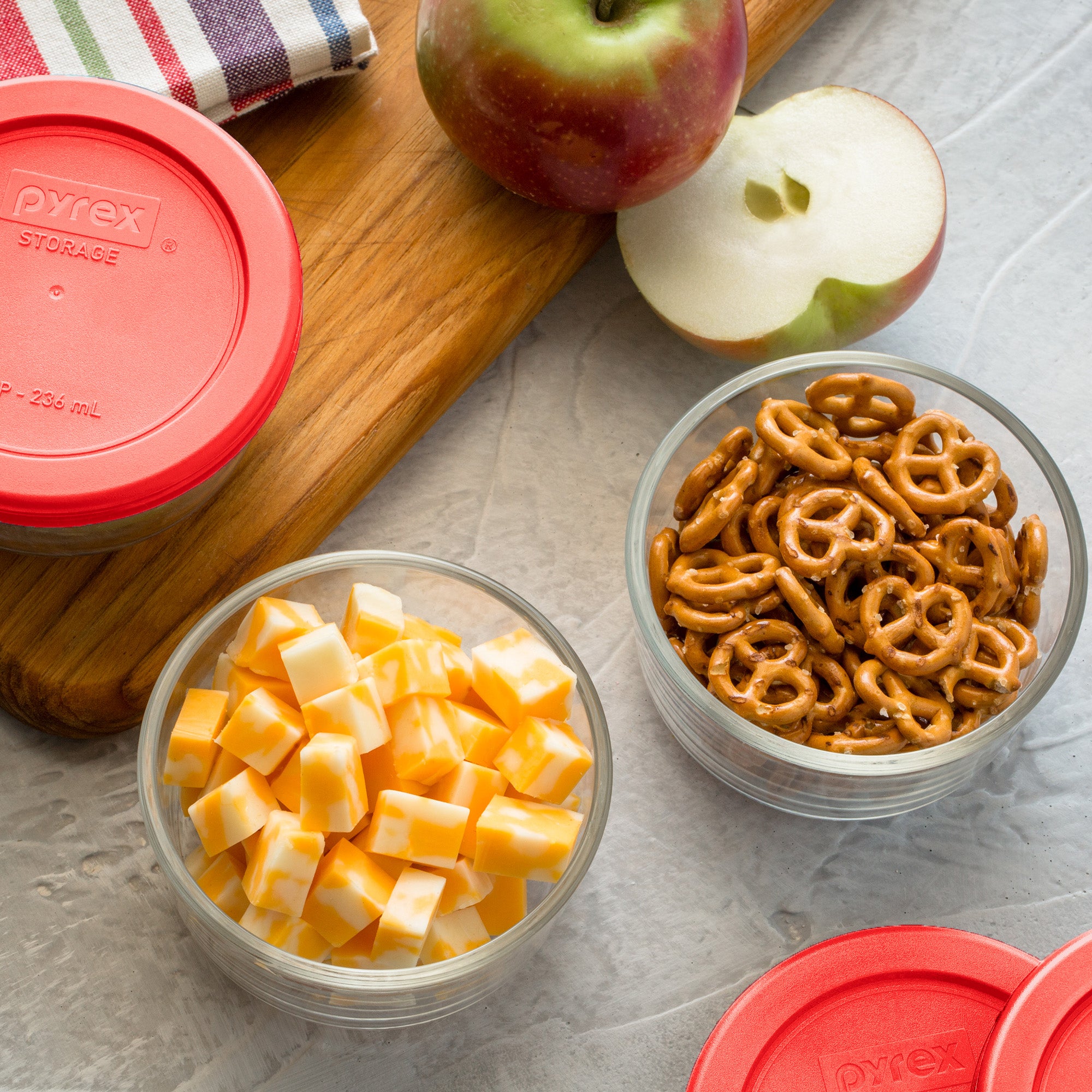Pyrex® Simply Store® 6-piece Glass Food Storage Container Set with Red Lids - Image 2