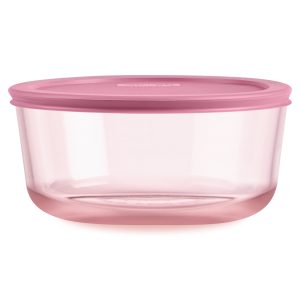 Pyrex? Simply Store? Tinted Glass 7-cup Round Storage Container with Lid. Pink