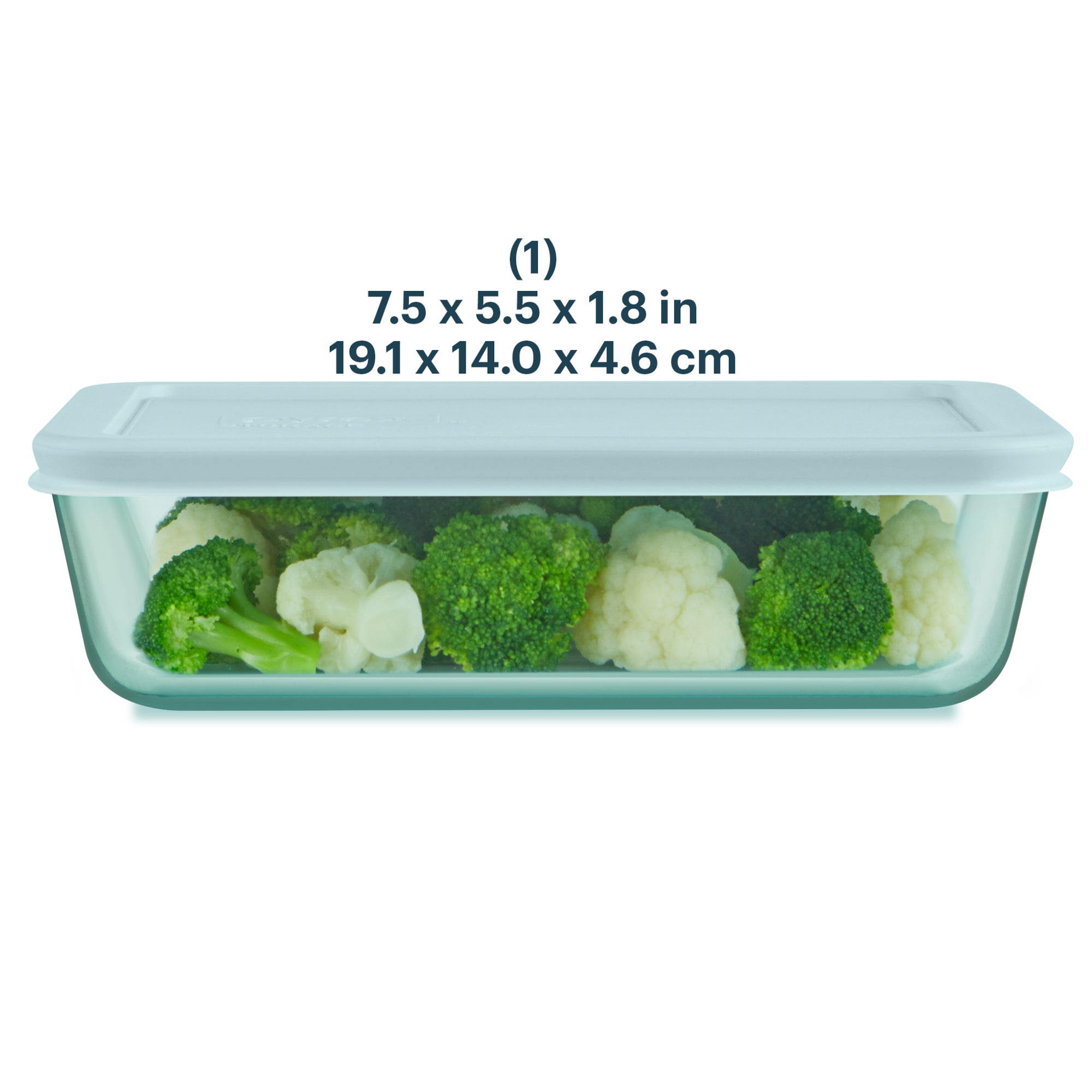 Pyrex® Simply Store® Tinted Glass 6-cup Rectangle Storage Container with Lid. Aqua - Image 2