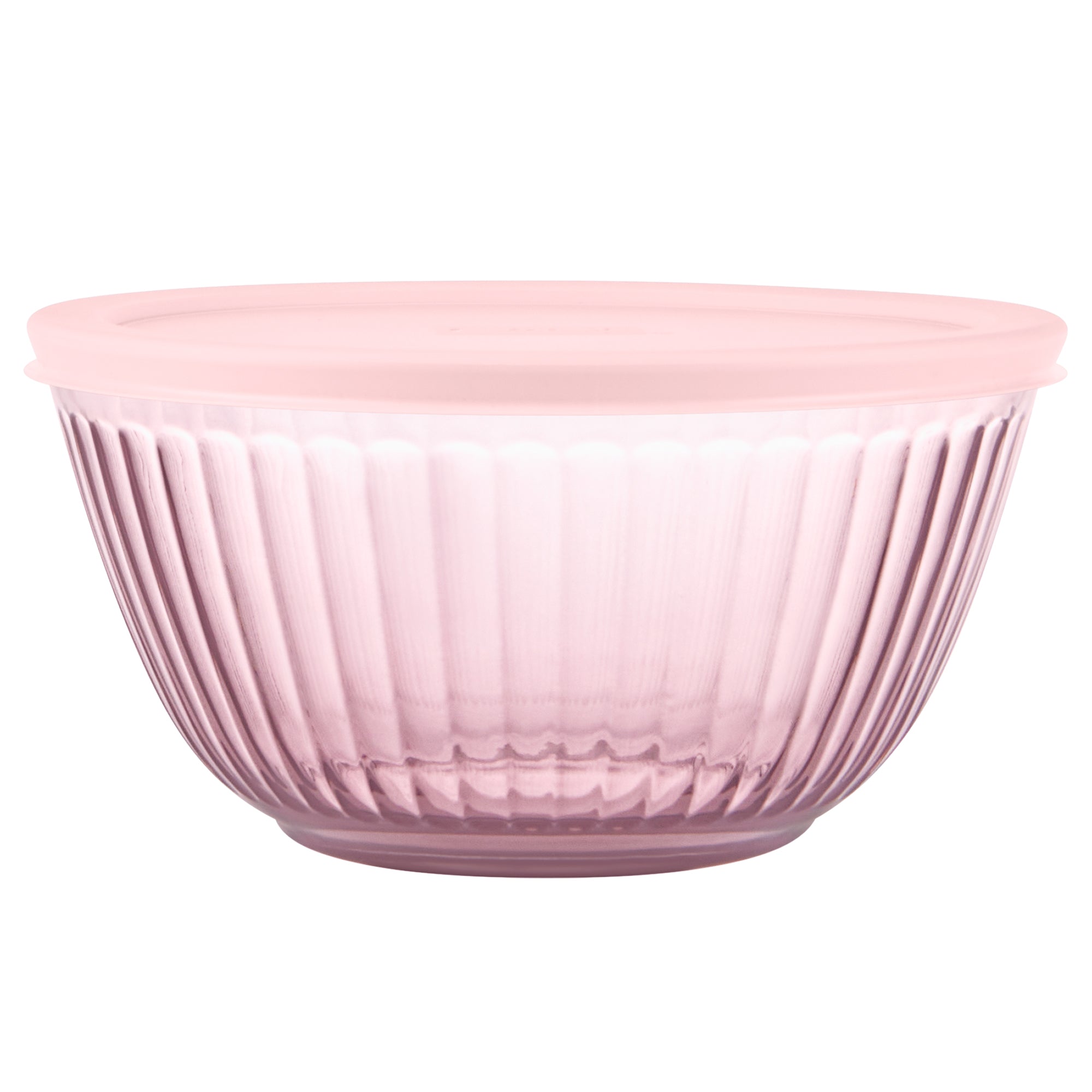Pyrex? Sculpted Tinted Glass 2.3QT Mixing Bowl with Lid. Pink