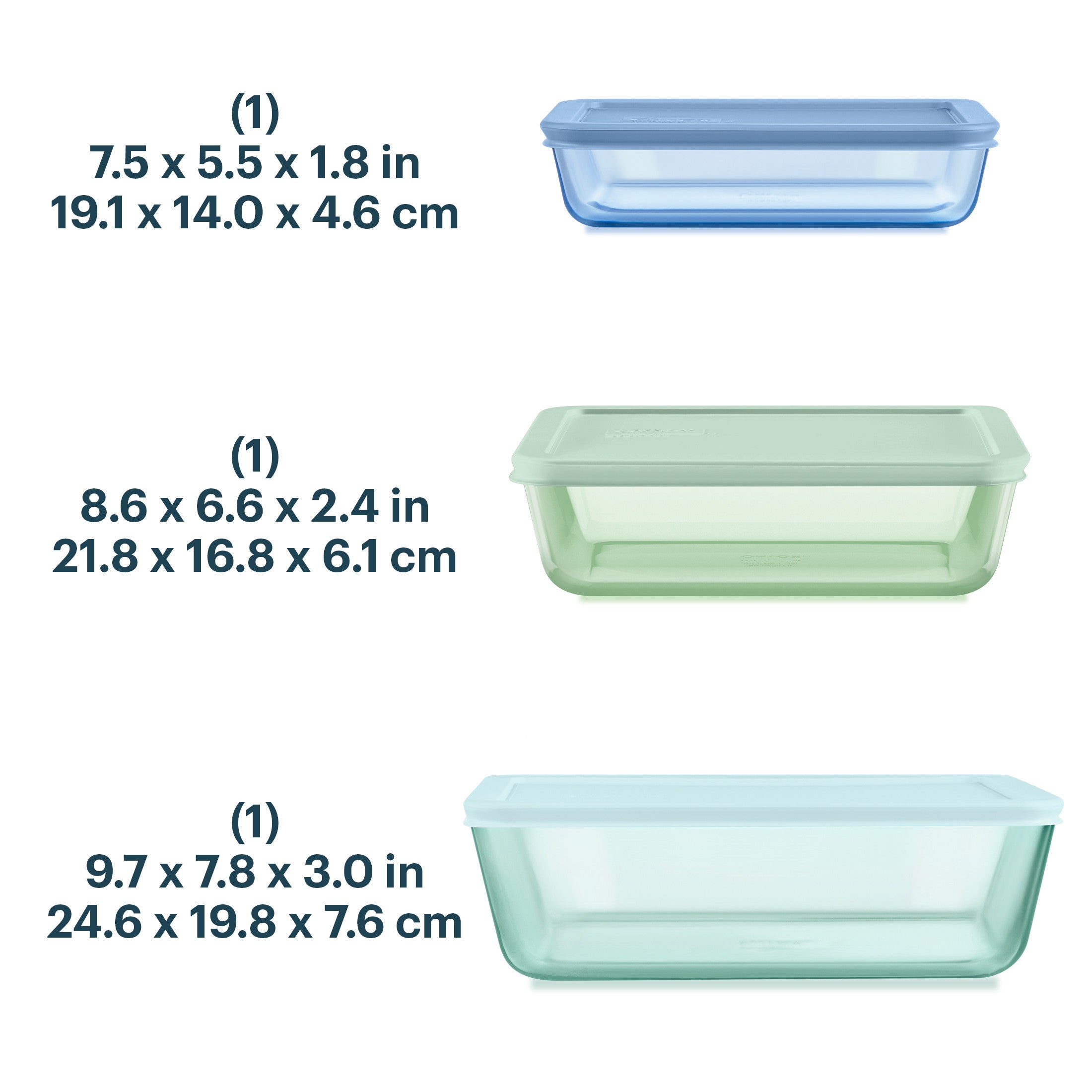 Pyrex? Simply Store? Tinted Glass Rectangle Storage Containers. 6-pc Set. Mixed Colors - Image 3