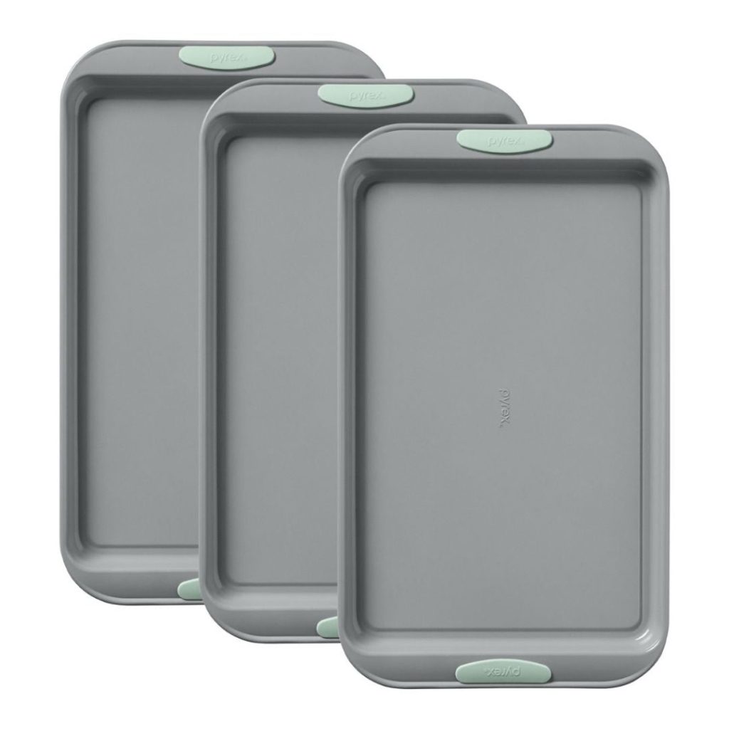 Pyrex? Metal Bakeware 3-Piece Large Cookie Sheet Set in Sage