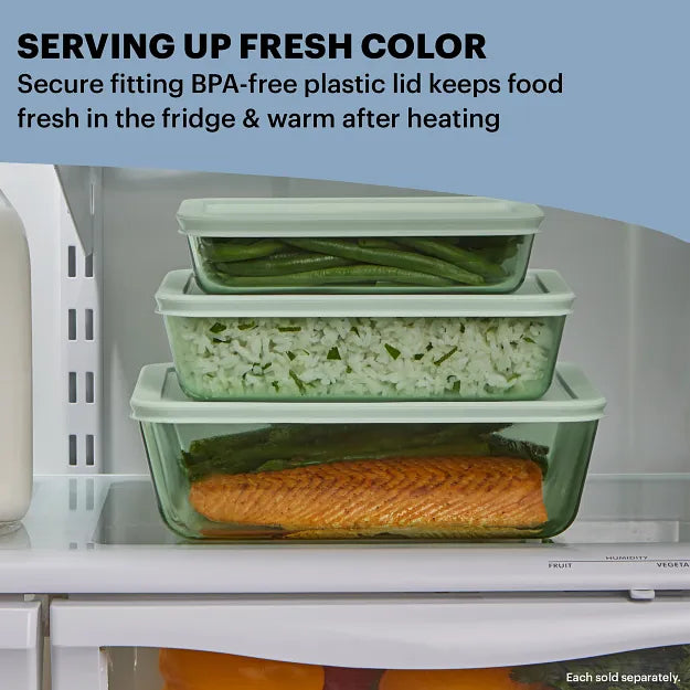 Pyrex? Simply Store? Tinted 6-cup Rectangle Storage with Green Plastic Lid - Image 3