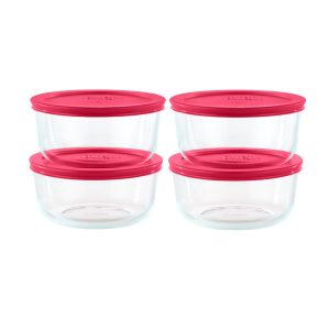 Pyrex? Simply Store? 8-piece Glass Food Storage Container Set with Red Lids