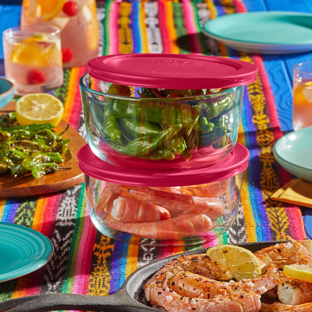 Pyrex® Simply Store® 8-piece Glass Food Storage Container Set with Red Lids - Image 2
