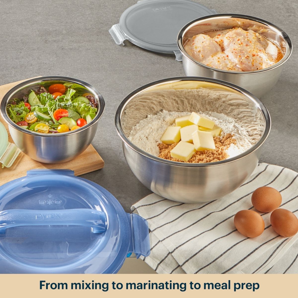 Pyrex? 6-piece Stainless Steel Mixing Bowl Set - Image 6